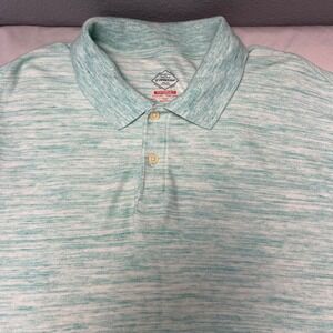 St John's Bay Performance Polo Shirt Quick-Dry Easy Care Heathered Green Knit XL